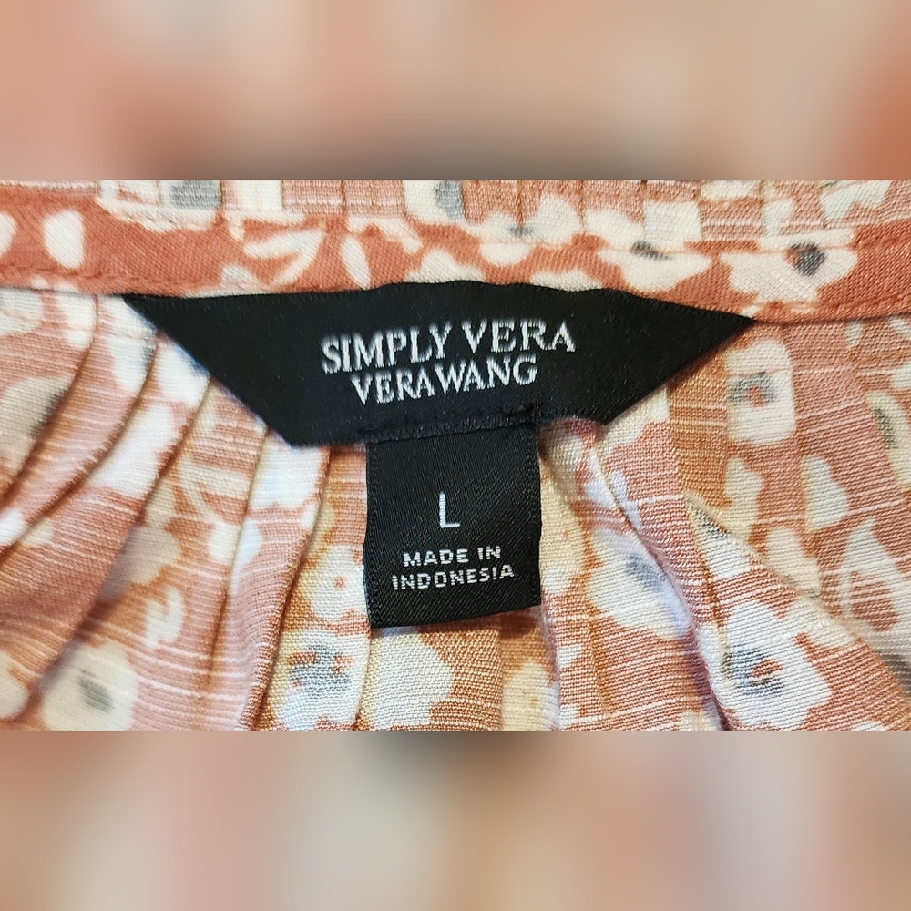 Simply Vera Vera Wang Large Terracotta Floral Boho Sleeveless Blouse - Picture 2 of 7